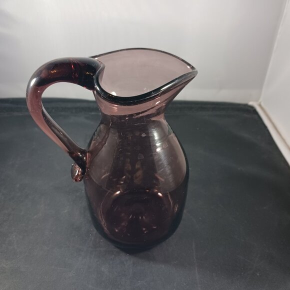 Vintage Amethyst Blown Glass Creamer Small Pitcher - Picture 2 of 10